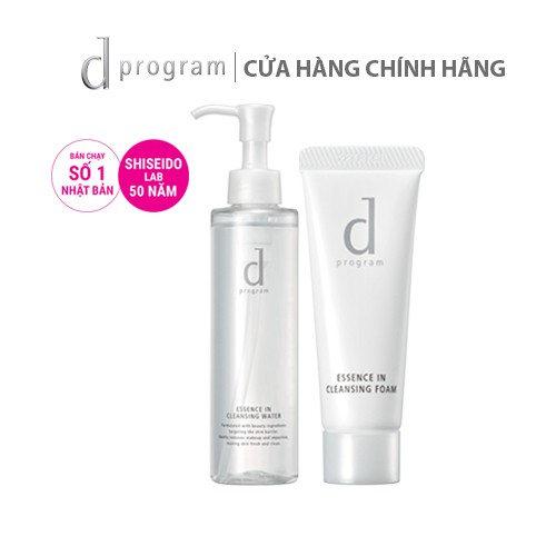 Combo Nước tẩy trang và Sữa rửa mặt dưỡng da Dprogram Essence Cleansing (180ml + 120g)