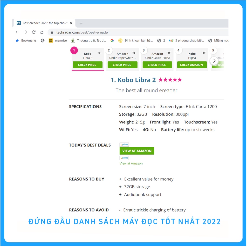 Máy đọc sách Kobo Libra 2 - 7inch Carta 1200, 32Gb, 100% newseal - bảo hành 12 tháng - hàng chính hãng