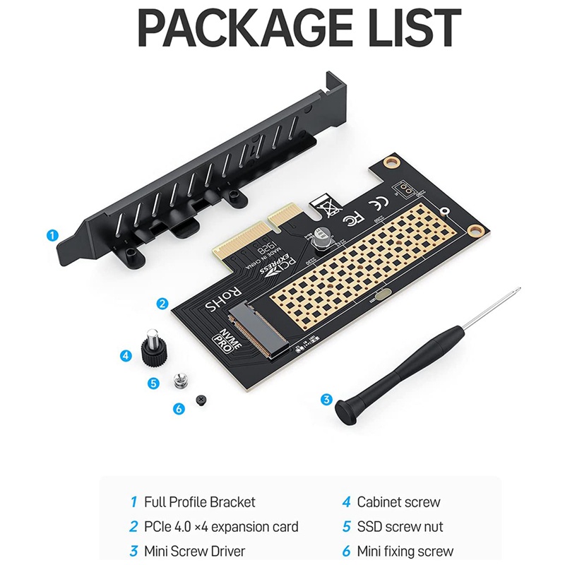 Thẻ chuyển đổi M.2 NVME SSD sang PCIe 4.0 64Gbps SSD PCIe4.0 X4 cho máy tính PCI-E GEN4