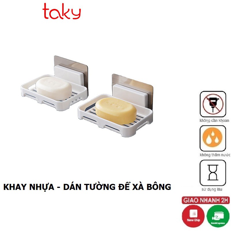 Giá Nhựa Trắng - Taky, Để Xà Phòng Dán Tường Nhà Tắm Với Miếng 3M Siêu Chắc, Giúp Bánh Xà Bông Tắm Nhanh Khô Ráo - 4040