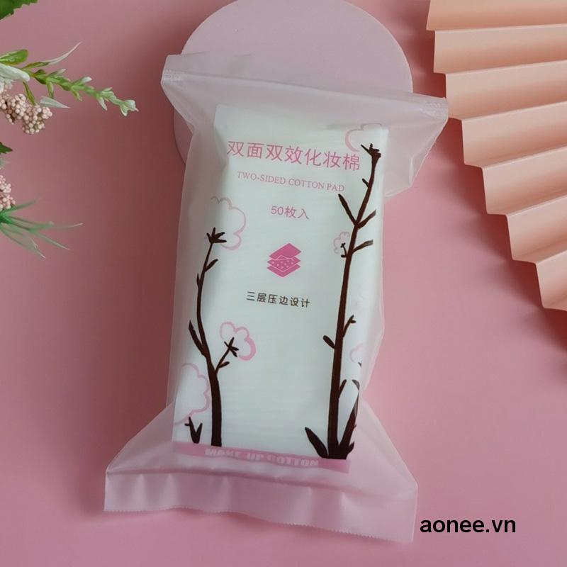 ✨✨Bộ 50 miếng bông tẩy trang 2 mặt hình chữ nhật màu trắng