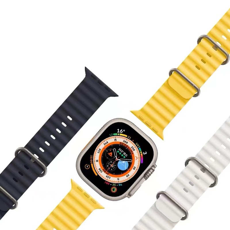 Phù Hợp Dây Đeo Đồng Hồ Bằng Silicone Nylon Cho Apple Watch 7 / 6 41 45mm / 44 / 49mm