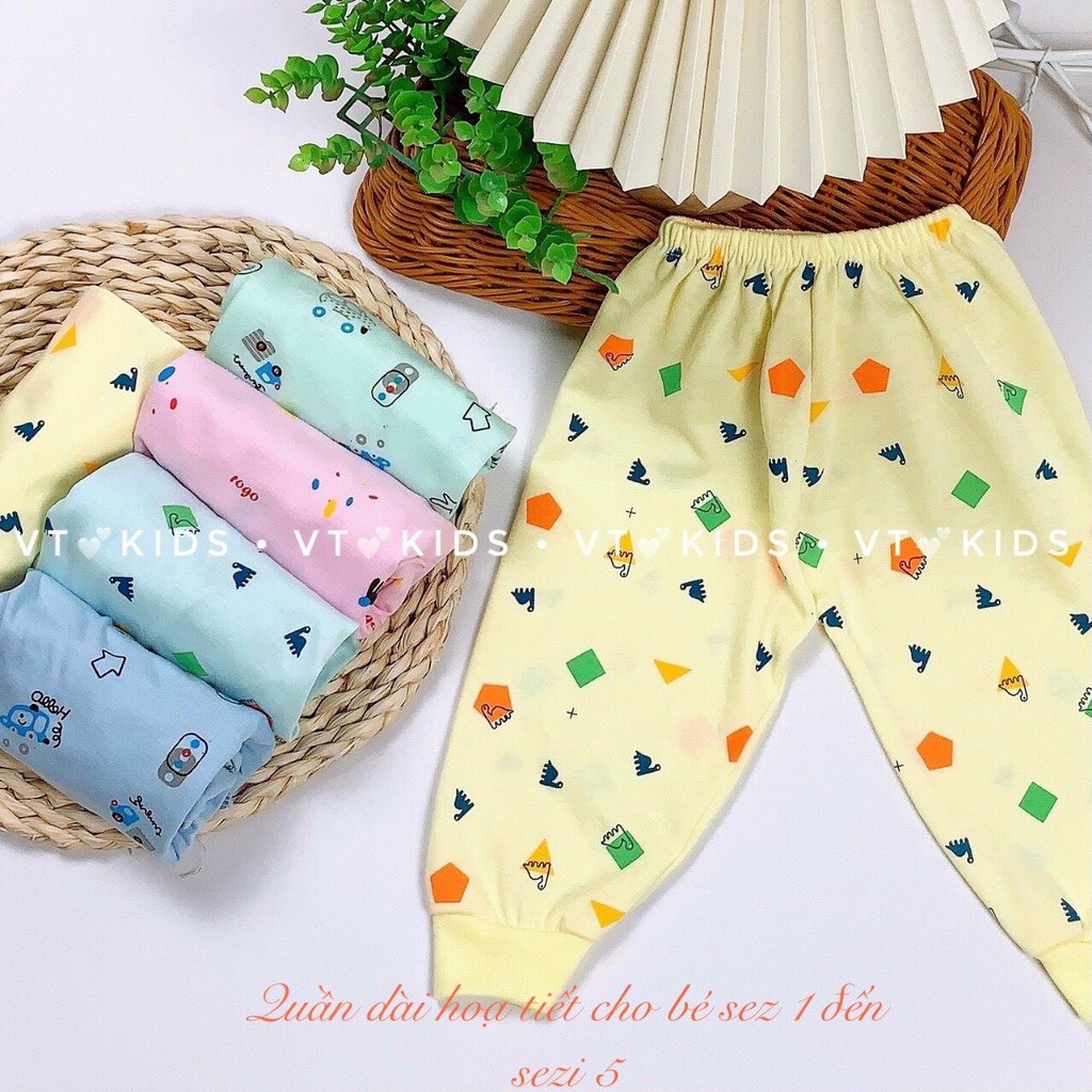 Quần dài nỉ cotton hòa tiết gấu nhỏ cho bé