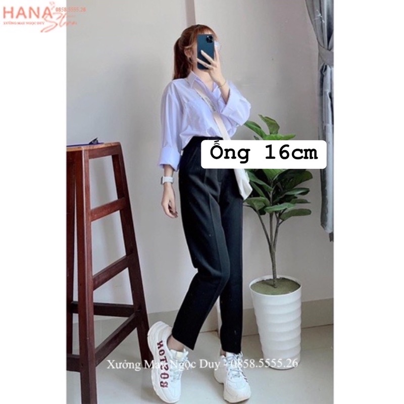 Quần vải ống xuông đứng basic đi học đi làm chất tuyết mưa dày dặn