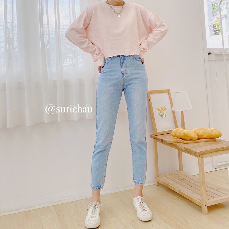 Quần Mom Jeans trơn lai thường Surichauhouse