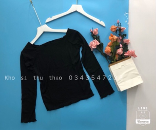 Áo thun gân trễ vai tay dài hình chụp thật kèm video | BigBuy360 - bigbuy360.vn
