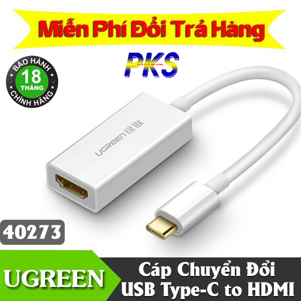 Cáp chuyển USB-C to HDMI hỗ trợ 4K 2K (trắng) Ugreen 40273