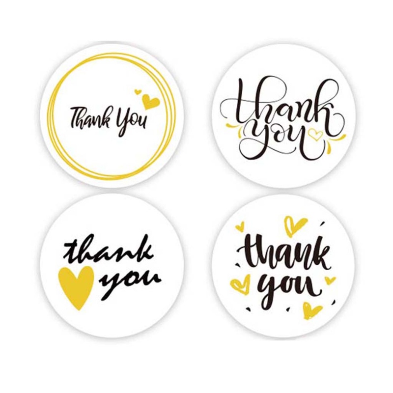 ✿ Cuộn 500 Nhãn Dán Tròn In Chữ Thank You Trang Trí Túi Quà Tặng/Sổ Tay