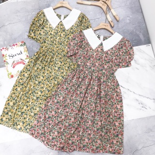 Váy đầm hoa nhí cổ ren hot trend