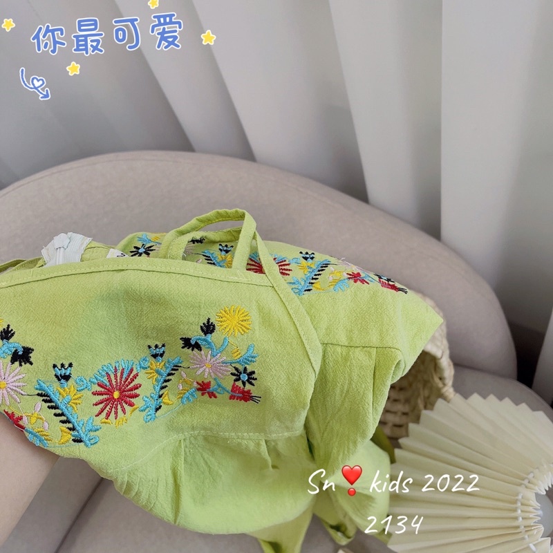 Jump hai dây chất đũi cara thêu hoa loại 1 cho bé gái chất đẹp