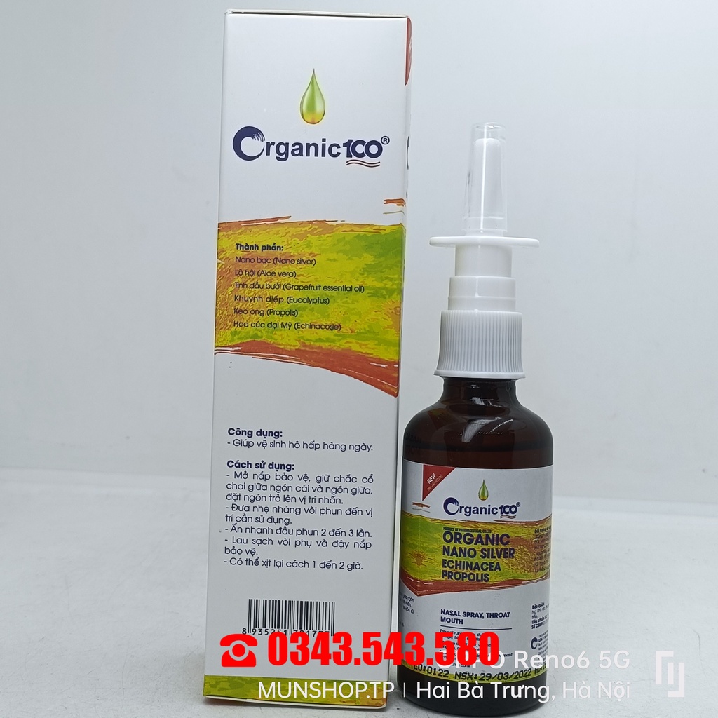 Organic 100 - Dung dịch vệ sinh hô hấp chai 50ml