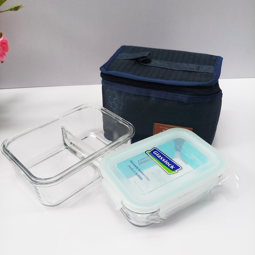 Bộ hộp cơm Glasslock 670ml (chia ngăn) + 400ml kèm túi giữ nhiệt | BigBuy360 - bigbuy360.vn