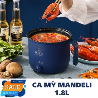 Nồi lẩu điện mini núm xoay 2 nấc nhiệt kèm giá hấp 1,8l, ca mì nấu cơm đa năng nôi lẩu cho 2 người
