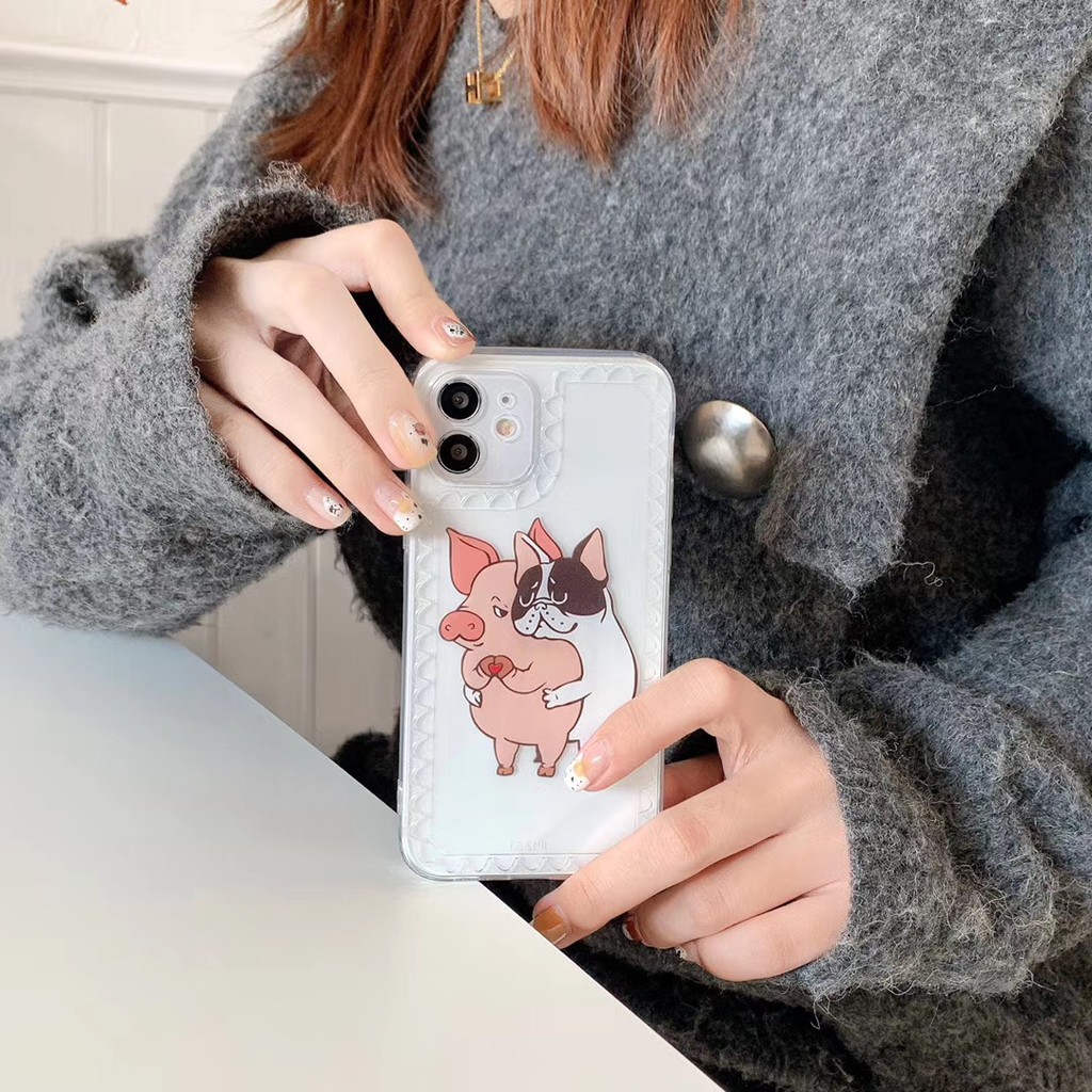 Ốp điện thoại mềm in hình chú heo cho Iphone 7 8 Se2020 7plus 8plus Ix Xr Xsmax 11 Pro Promax 12 12mini Pro Promax | BigBuy360 - bigbuy360.vn
