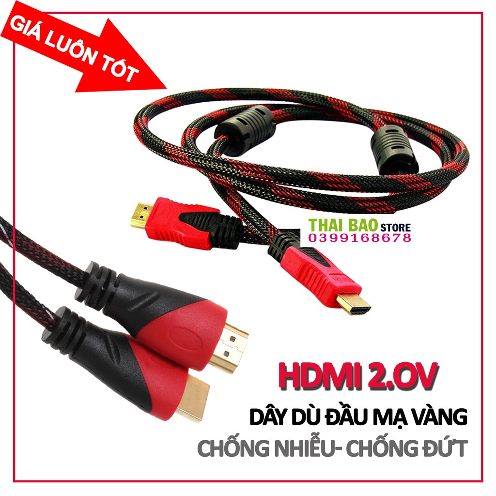 Cáp HDMI 1.5m dây bọc dù chống đứt - chống nhiễu - 2 đầu mạ vàng (PC,laptop...)