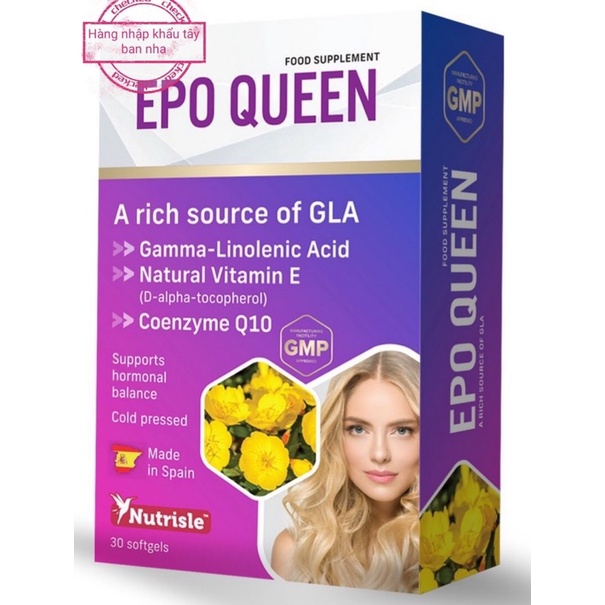 Tinh dầu hoa anh thảo EPO QUEEN - Tây Ban Nha hộp 30v