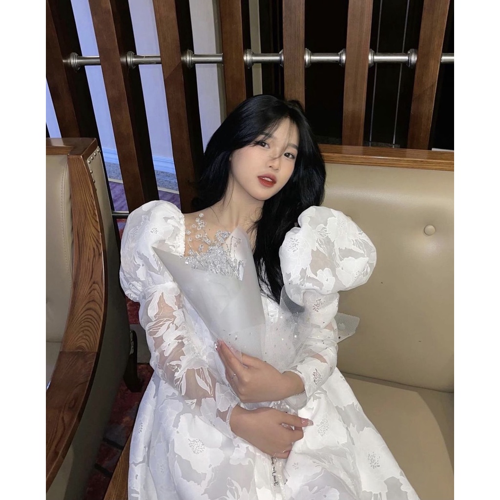 Đầm tay phồng Pretty In Rosé Dress chụp kỷ yếu dự tiệc dạo phố cực xinh