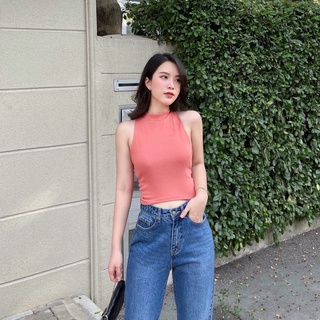 Áo balo cổ cao dáng croptop lửng