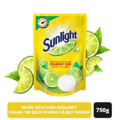 Nước rửa chén Sunlight chanh 100 túi 750g