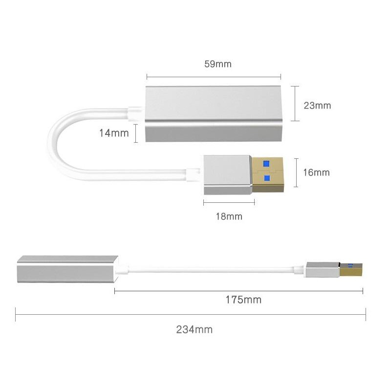 Cáp USB 3.0 to Lan vỏ nhôm cao cấp