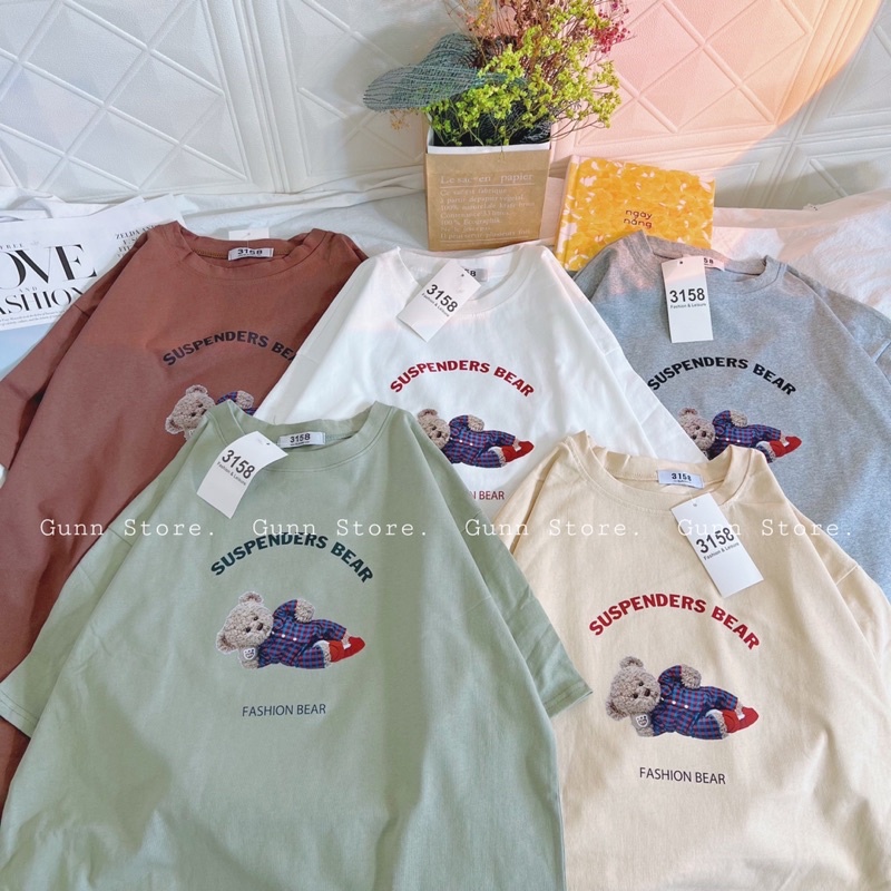 Áo Thun 3158 SUSPENDERS BEAR Form Rộng Chất Cotton Khô Loại 1, Thoáng Mát, Thấm Hút Mồ Hôi - GUNN