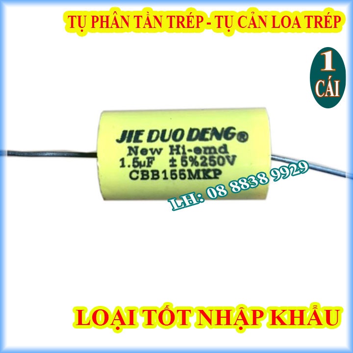 1 TỤ CHỐNG CHÁY LOA TREBLE 1,5MF 250V VÀNG - TỤ PHÂN TẦN TRÉP - GIÁ 1 CHIẾC