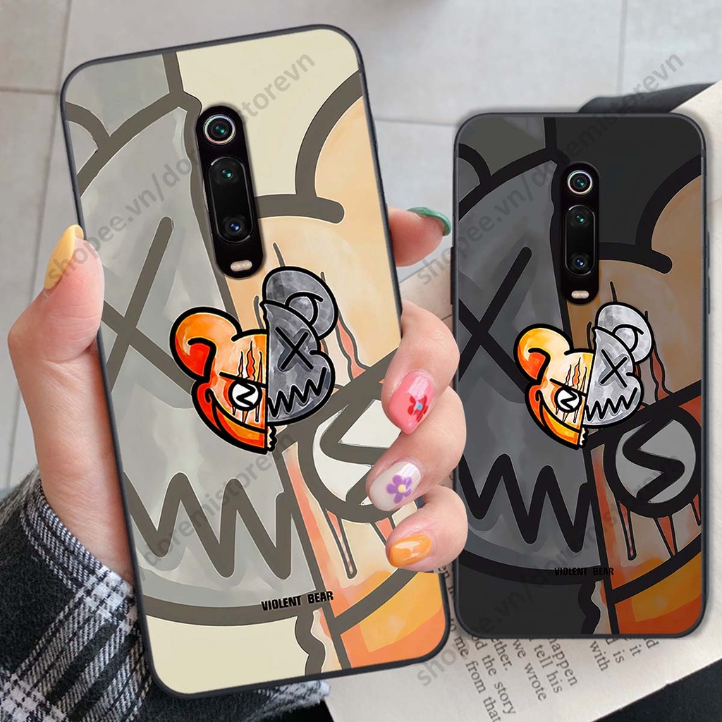 Ốp lưng Xiaomi Redmi K20 / MI 9T hình kaws, kith, bear brick nổi 3D phong cách độc đáo
