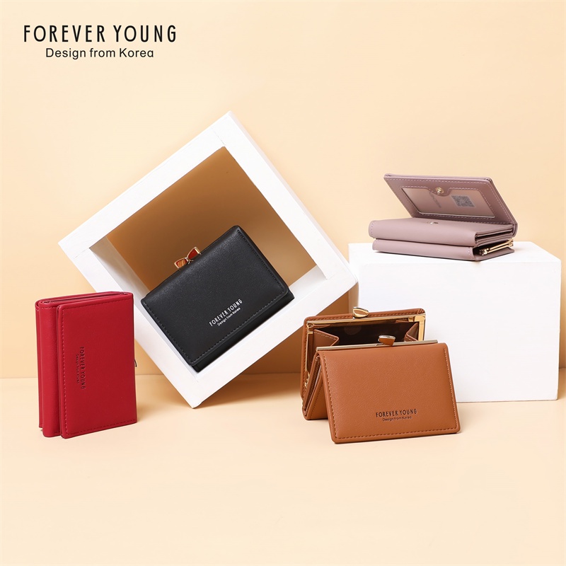 Ví cầm tay Forever Young chất liệu da PU thiết kế gấp 3 lần thời trang cho nữ