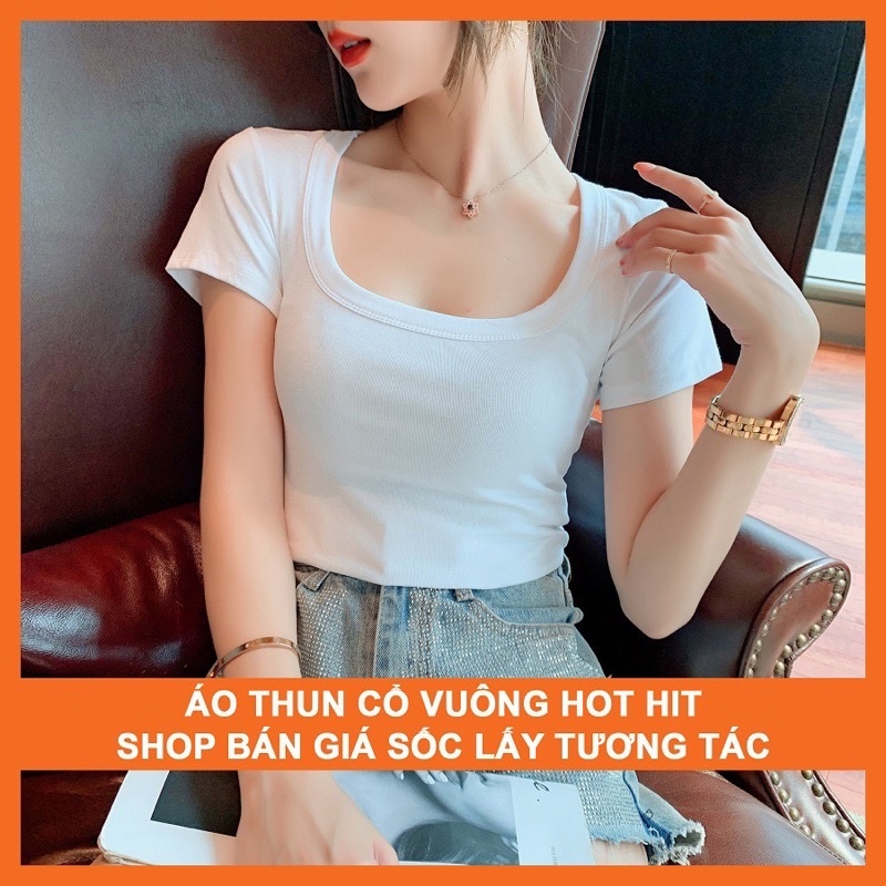 Áo Thun Cổ U to Form Ôm Ngắn Tay Chất Đẹp Hàng VNXNK