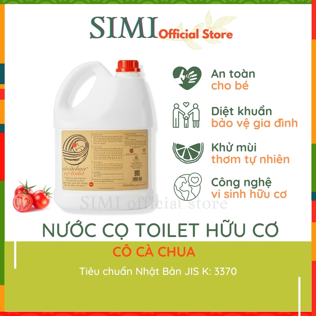 Nước tẩy bồn cầu hữu cơ CÔ CÀ CHUA tẩy rửa bồn cầu cọ toilet sát diệt khuẩn khử mùi nhà tắm sạch thông cống 4l SIMI