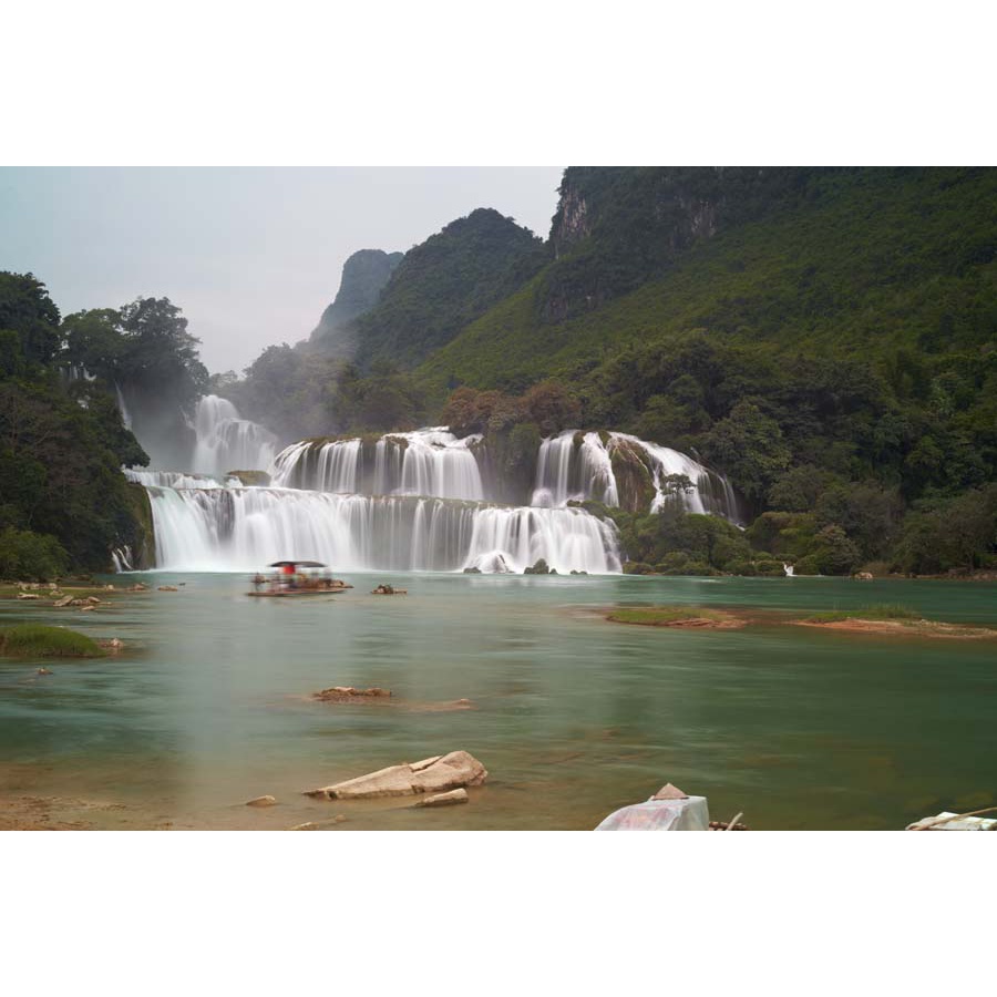 Tranh 3D phong cảnh thác nước chảy, sông suối nên thơ