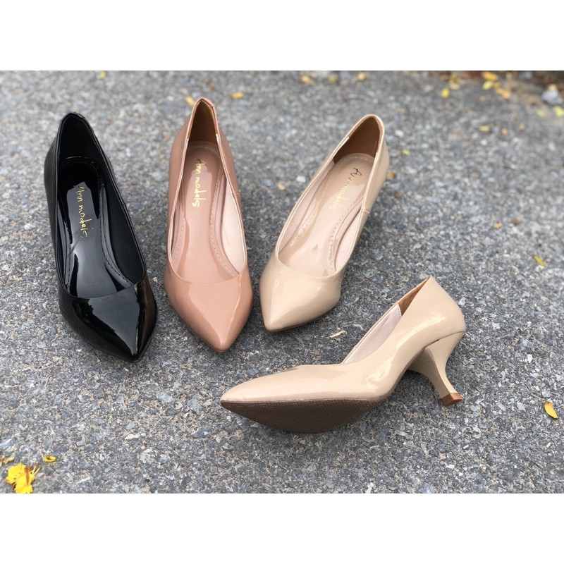Giày cao gót mũi nhọn 5 phân gót nhỏ  Annmodels  thời trang phối gót cách điệu _A026DO