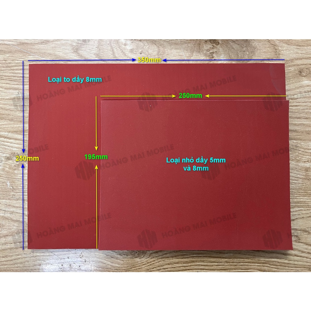 Cao su đỏ ép kính 340x250x8mm