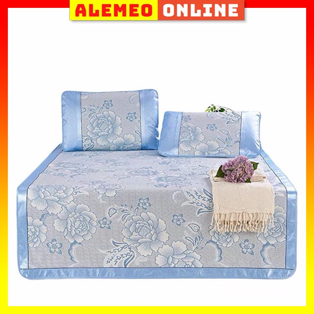 Chiếu lụa điều hòa họa tiết 3D cao cấp tặng kèm vỏ gối, kích thước 1m2 1m5 1m6 1m8 2m - Alemeo Online