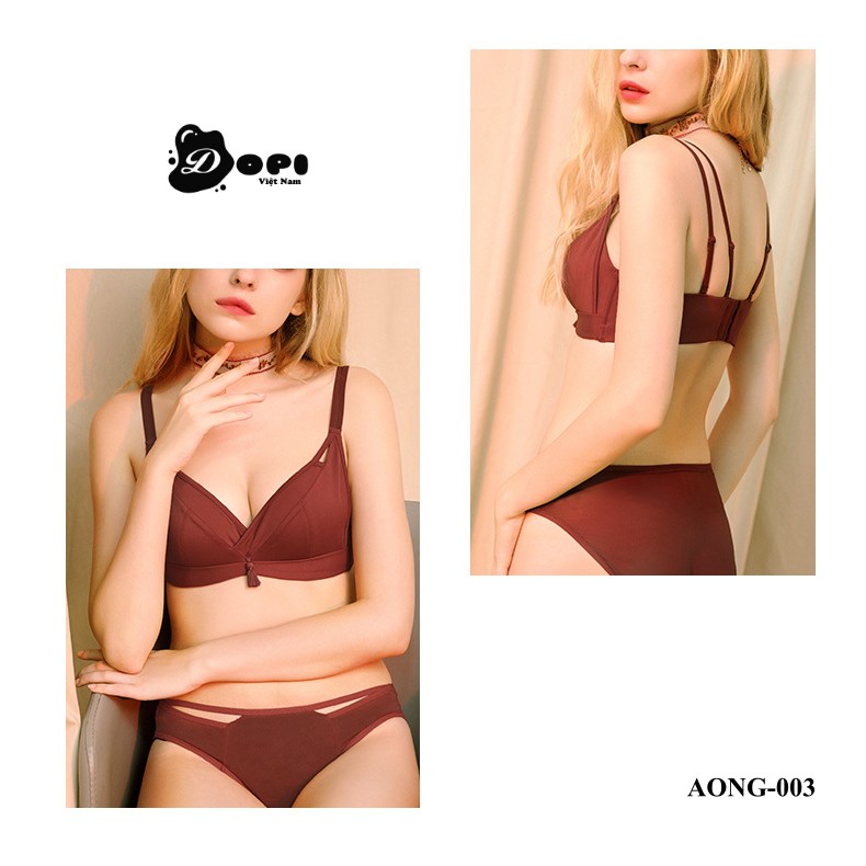 Bộ đồ lót áo ngực và quần lót nữ cao cấp AONG-003 không gọng phối ren