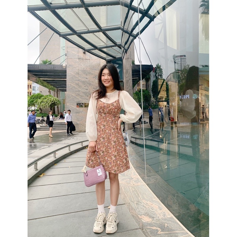 Set Đầm  Hoa thiết kế Mix áo Sơ Mi Ogazan ( Set kèm áo Ogazan) - Made by TeamLu | BigBuy360 - bigbuy360.vn