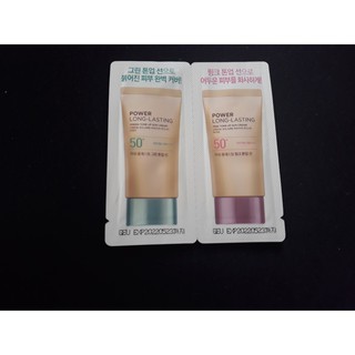 Kem chống nắng The face Shop Long Lasting Pink& Green Tone up (sample)