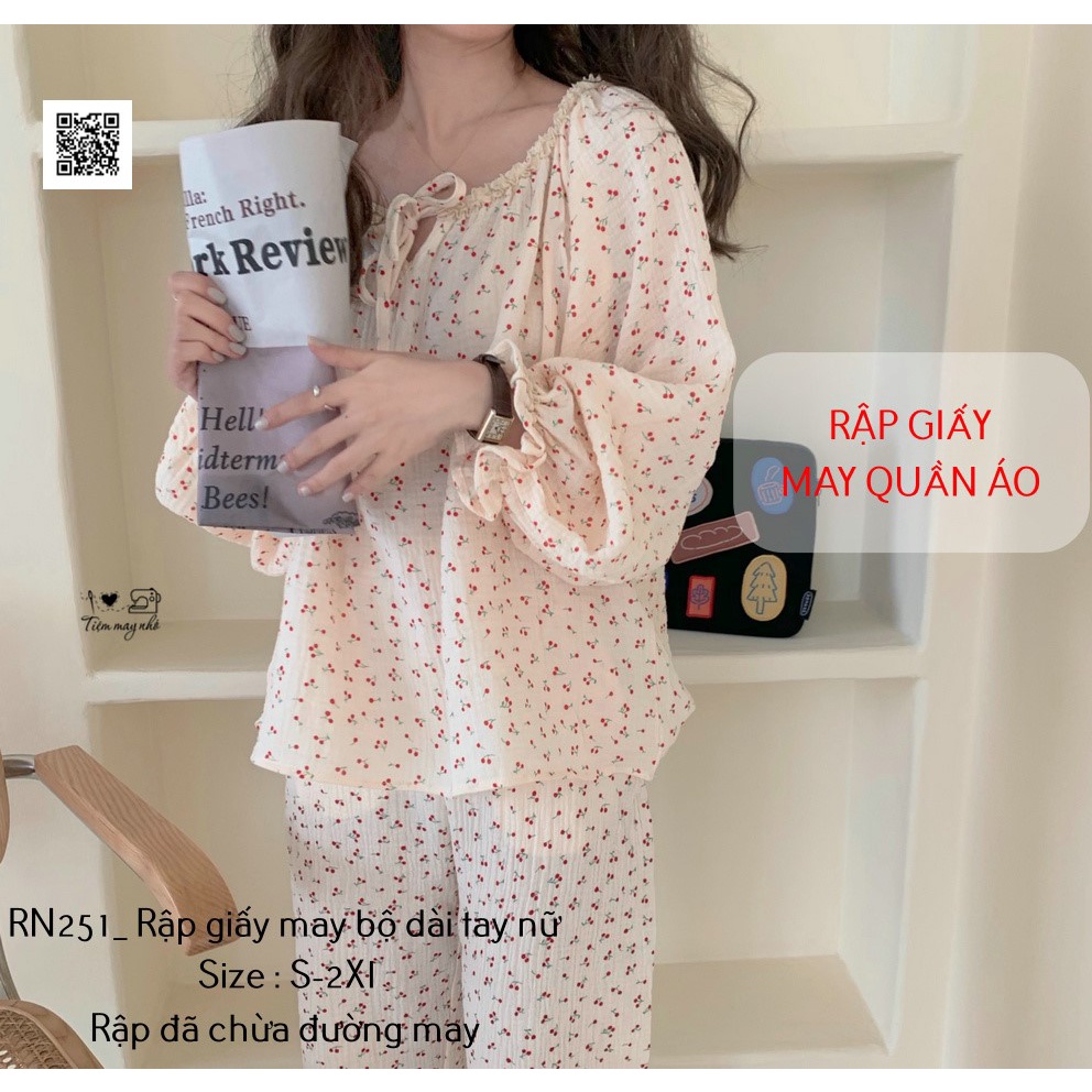 RN251_Rập giấy may bộ đồ dài tay taglan nữ