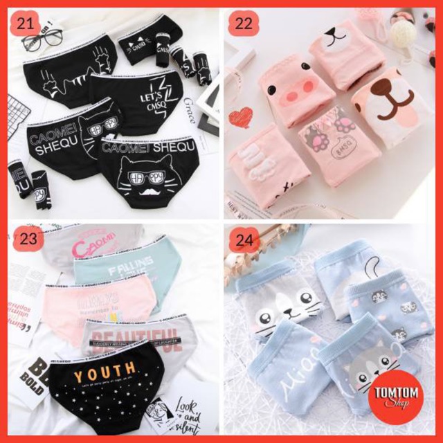 Combo 4 Quần Lót Nữ Cotton Dễ Thương Kháng Khuẩn Combo 4 Quần Chip Nữ Cạp Thấp Cute Dễ Thương CB2 | BigBuy360 - bigbuy360.vn