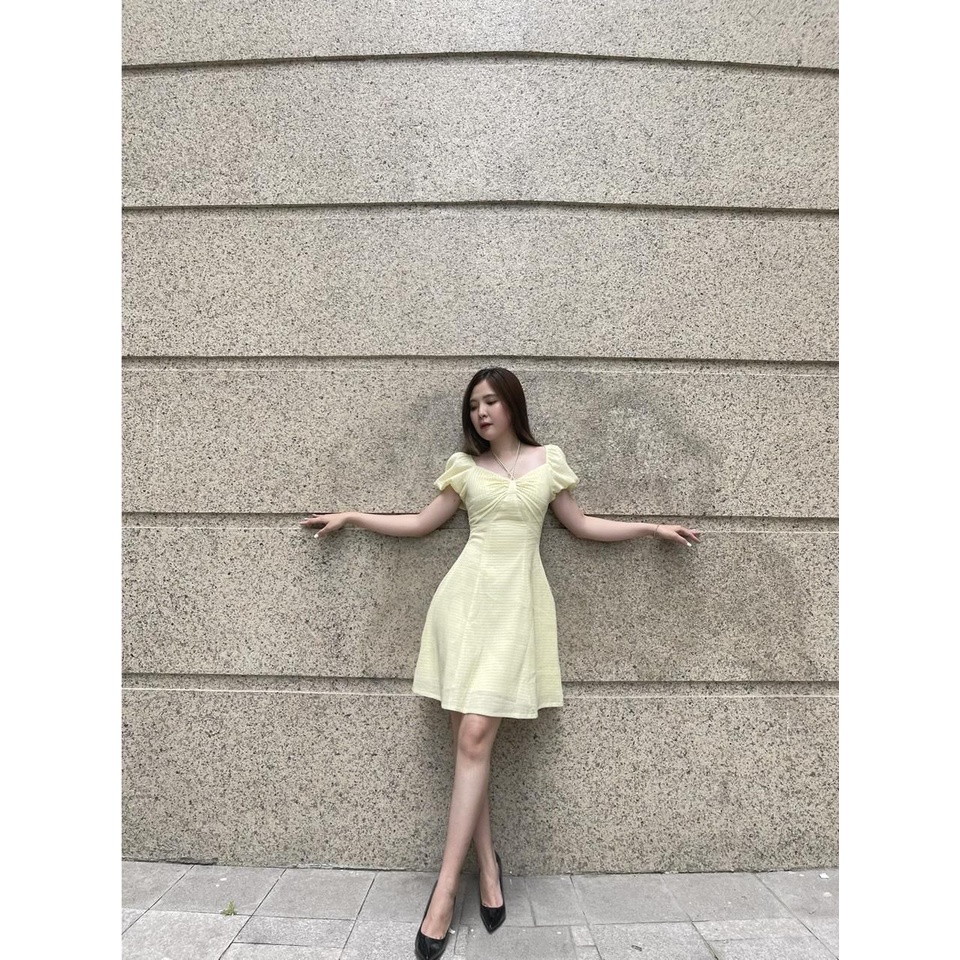 Đầm JM Dress Desgin đổ nhún ngực dây đan trước 1S23.2205PM