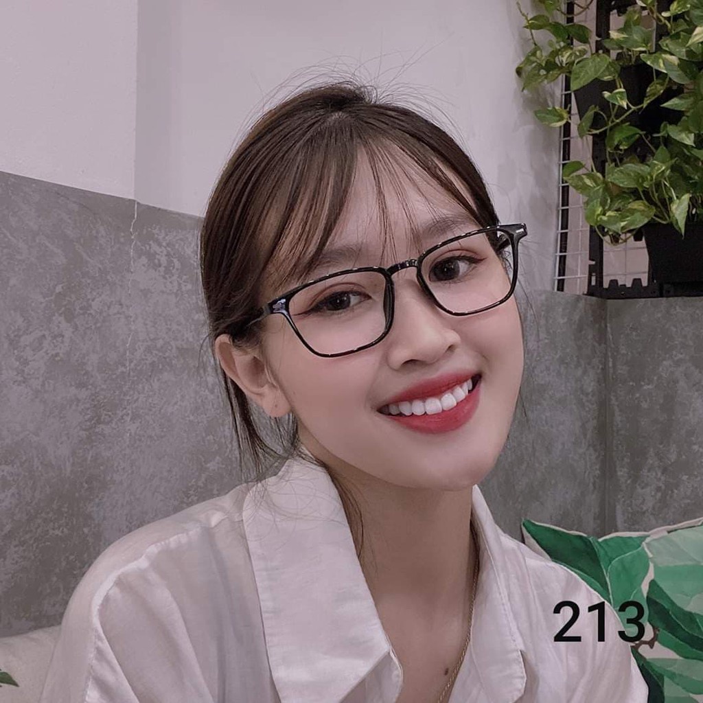Gọng kính cận vuông nam nữ Hainam Eyewear chất liệu nhựa dẻo phụ kiện thời trang 213