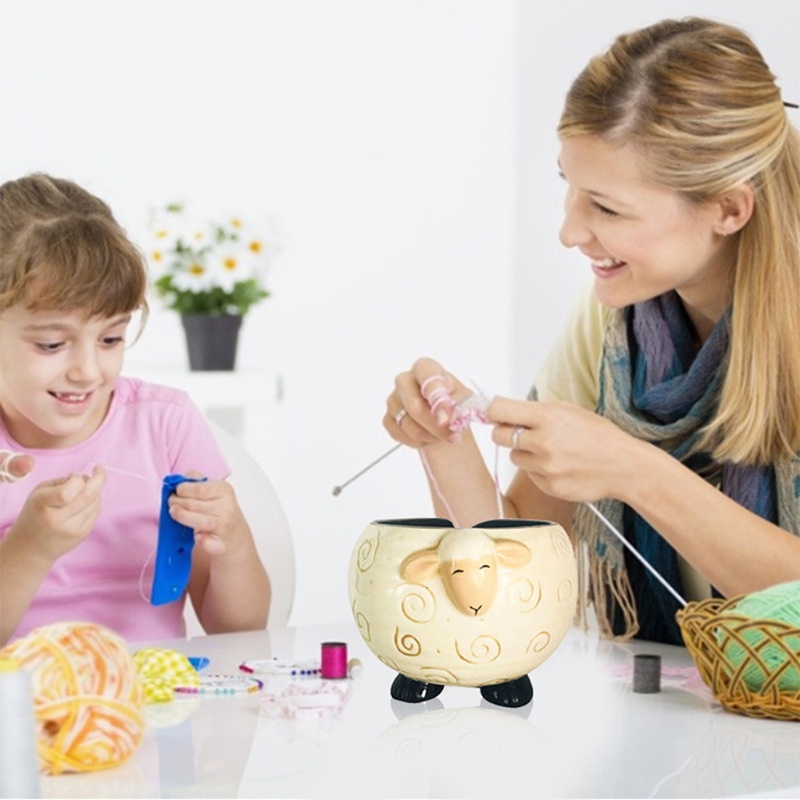 Giá Đỡ Đan Len Bằng Gốm Hình Chú Cừu Đang Ngủ Tiện Lợi