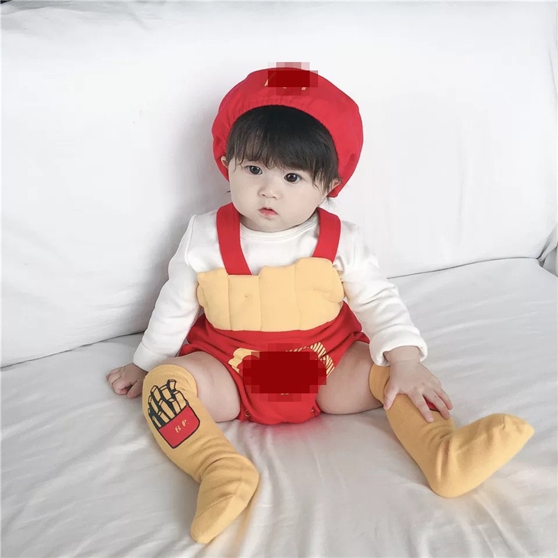 Áo liền quần ttkaababy hóa trang món khoai tây chiên McDonald Halloween cho bé trai/ bé gái 0-3-9-12 tháng