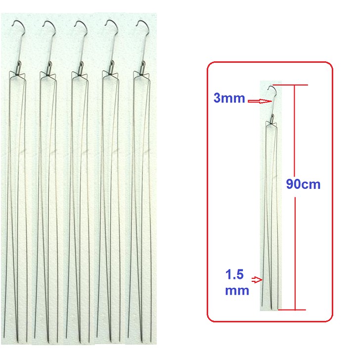 Set 5 móc inox 4 dây treo chậu hoa lan, cây hoa trang trí dài 90cm
