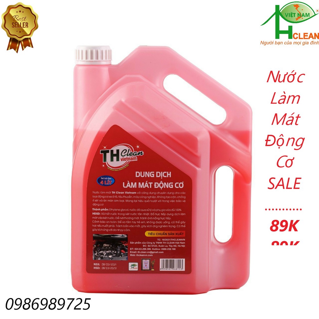 Nước làm mát ô tô, xe máy,Nước làm mát động cơ TH CLEAN chuyên dụng can 4L sử dụng cho mọi loại xe
