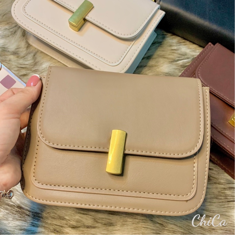 Túi Đeo Chéo Mini Da PU Trơn Bốn Màu Phong Cách Vintage Vừa Điện Thoại