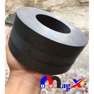 Nam Châm Ferrite Ø 140x20 Lỗ 70 - Nam Châm Đen Y30