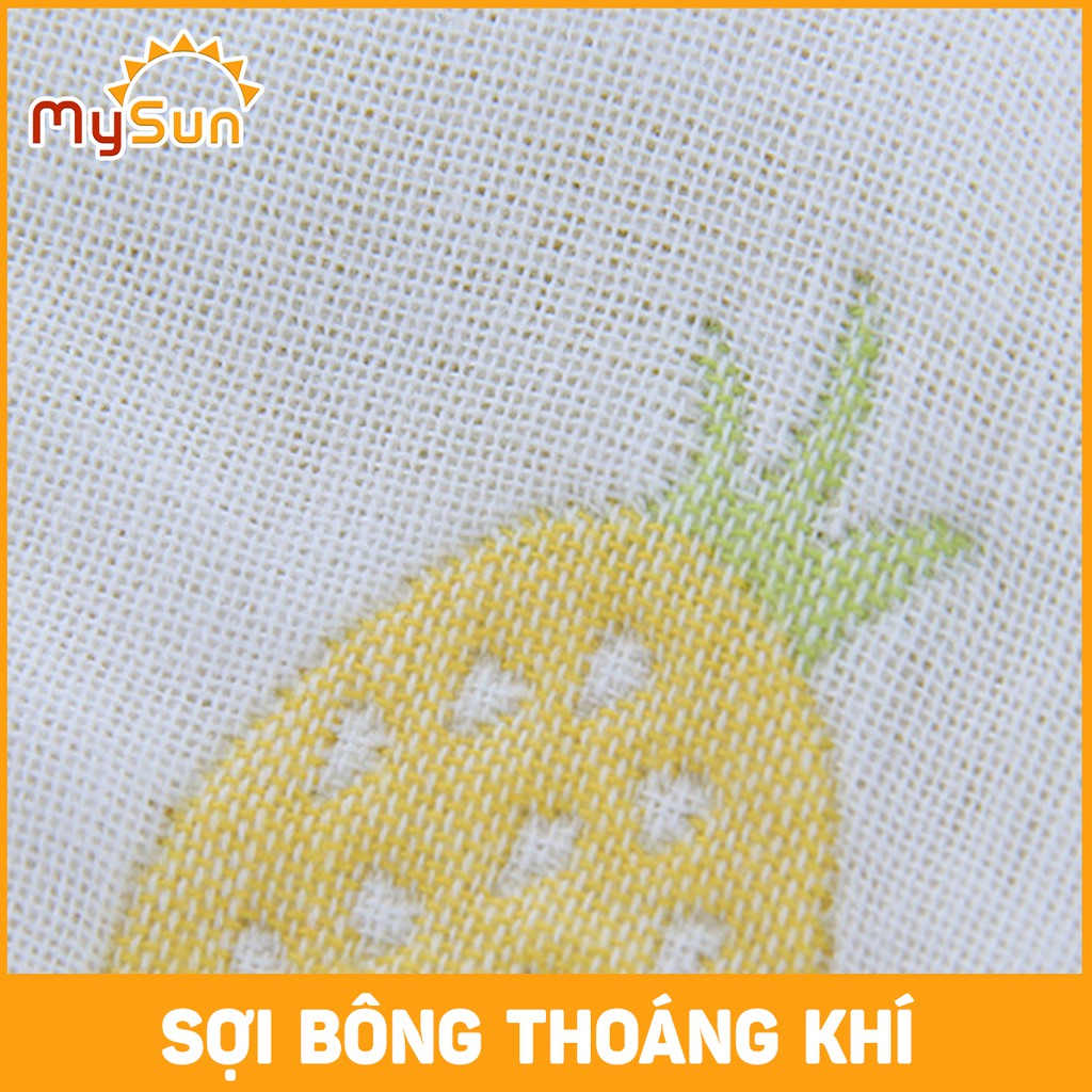 Yếm vải cho bé COTTON Khăn yếm xô vải tam giác tròn ăn dặm 6 lớp cotton siêu hút ẩm cho bé trai gái sơ sinh - MYSUN