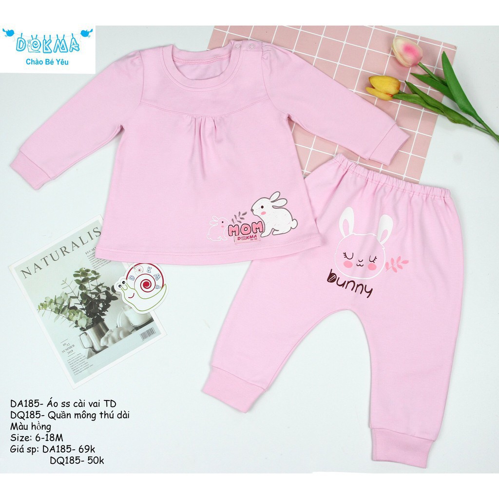Dokma - Bộ quần áo dài tay cài vai chất siêu đẹp cho bé (6-18m) DA185