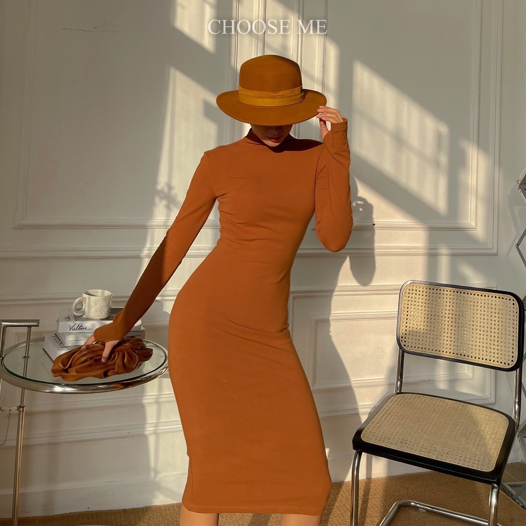 Váy Body Trơn Dài Tay, Váy Body Chất Liệu Thun Co Giãn, Đầm Dáng Ôm - Choose Me KLP | BigBuy360 - bigbuy360.vn